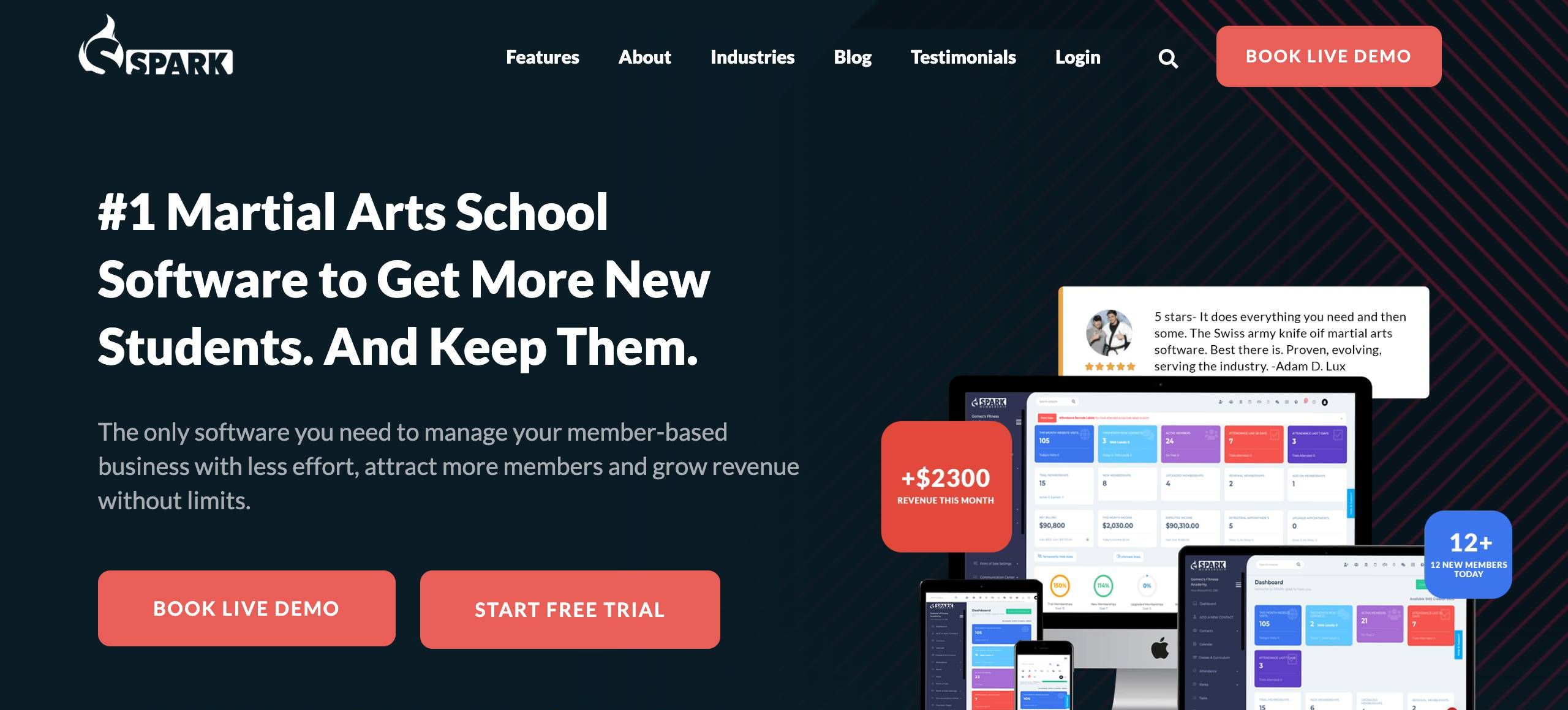 Spark Membership's homepage