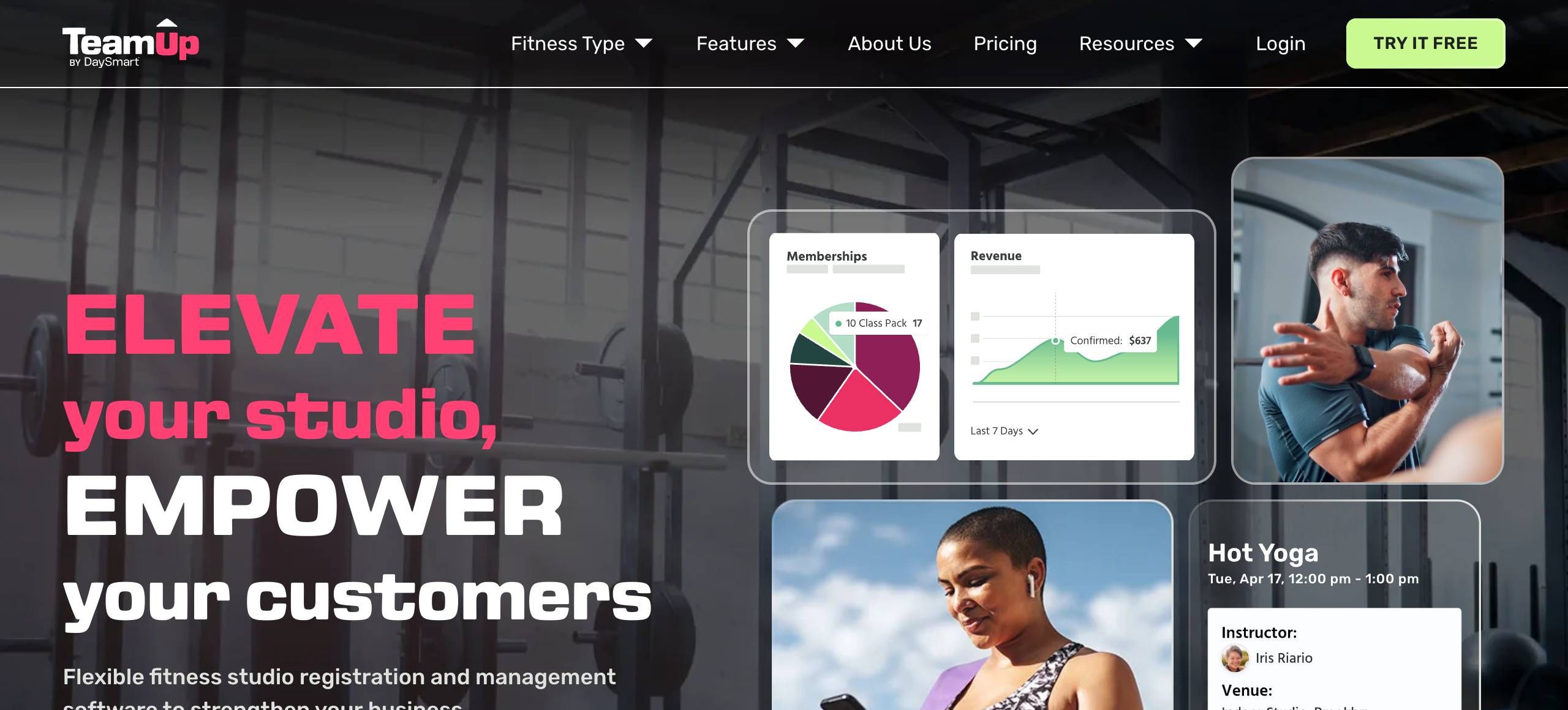 TeamUp's homepage